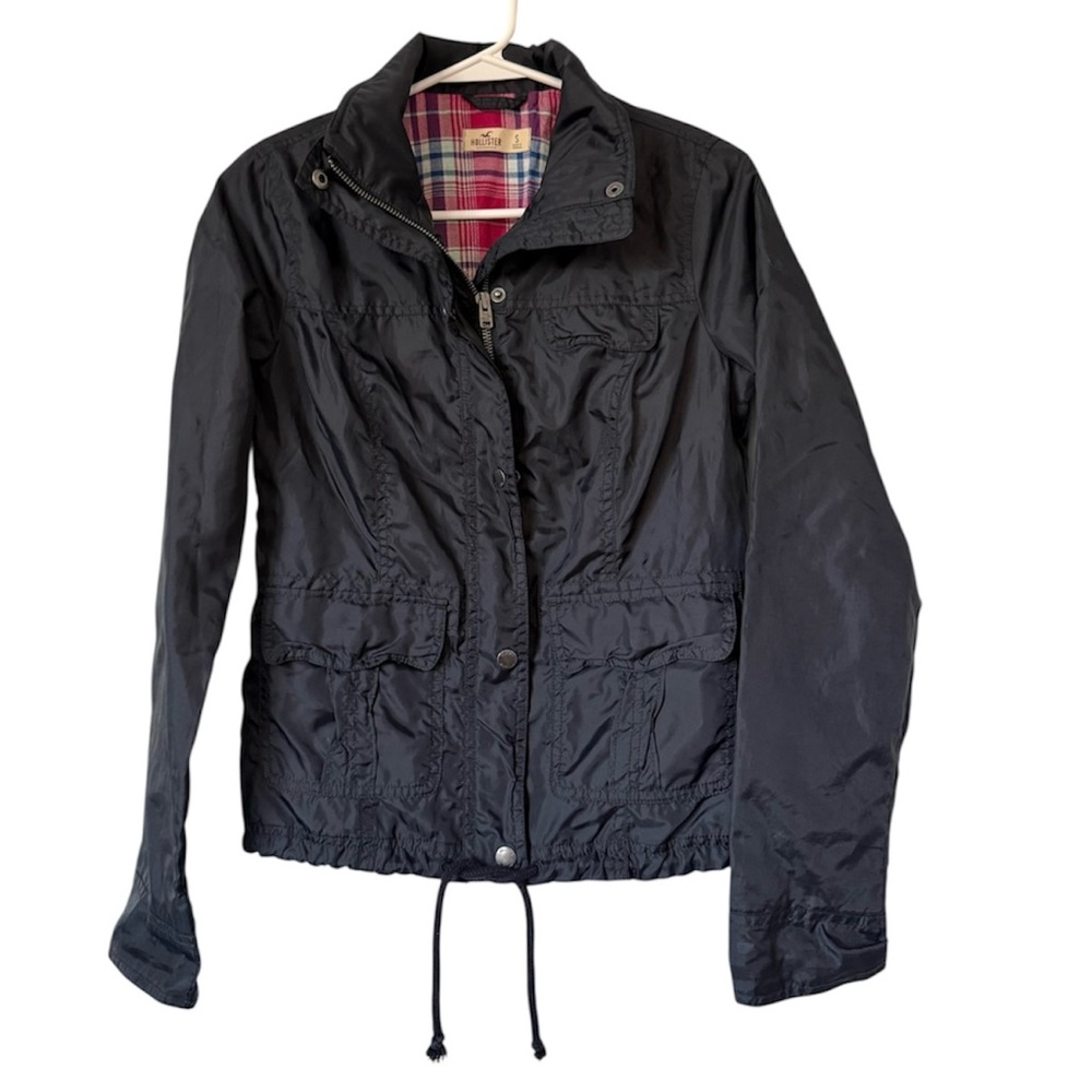Hollister Rain Jacket Small Navy Blue Utility jacket
